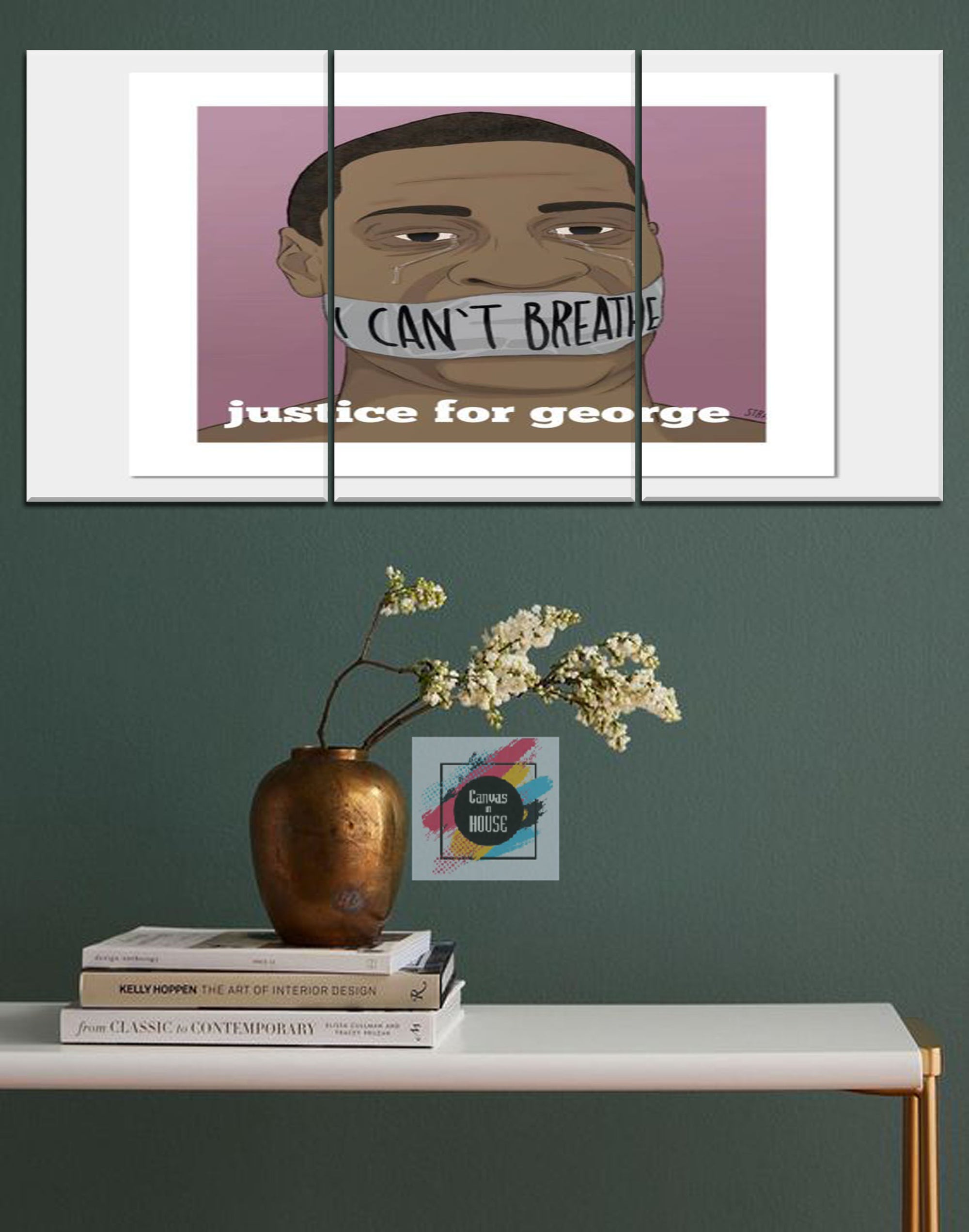 Caricature George Floyd I Can't Breathe 1 3 Pieces Wall Art Canvas