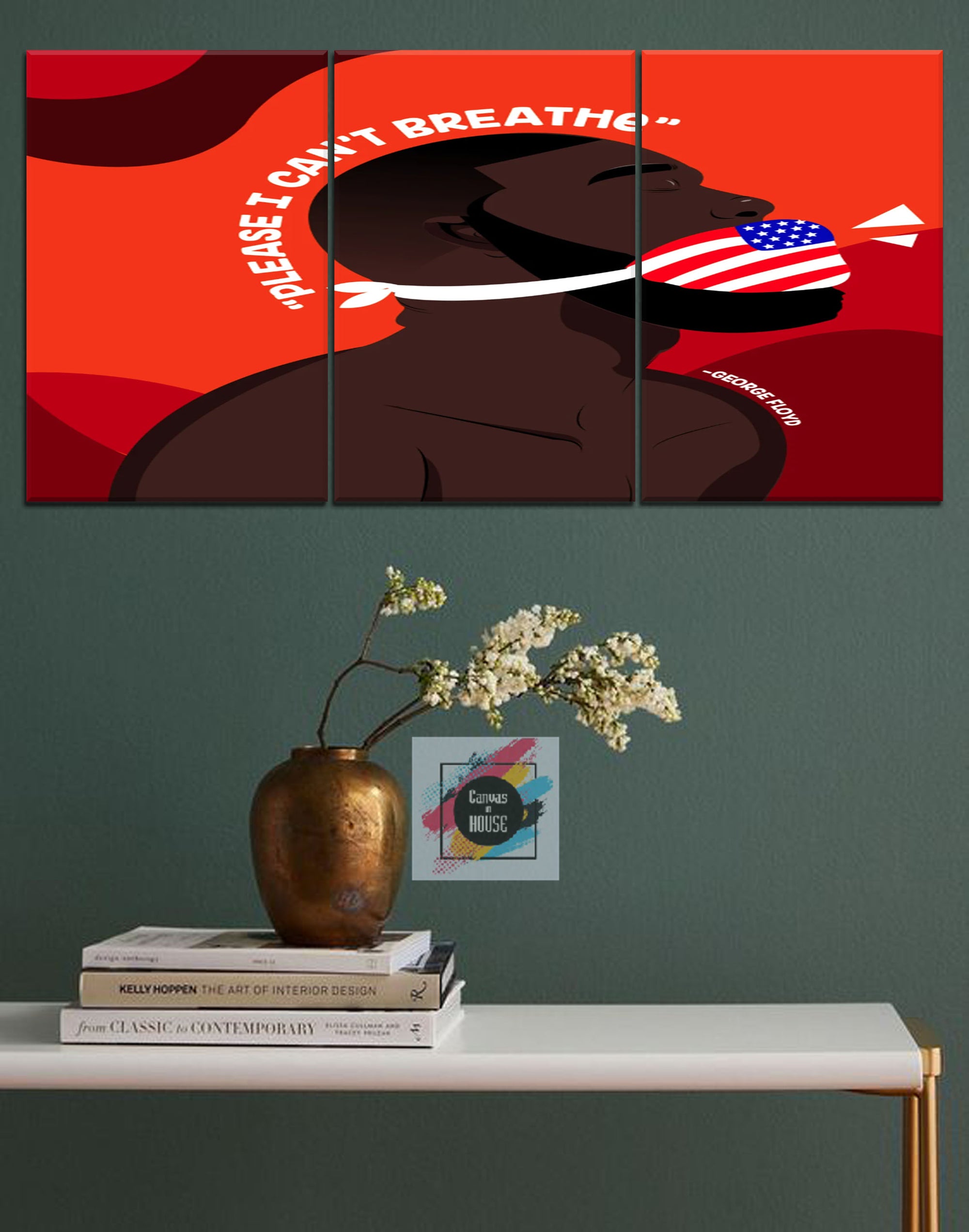 Caricature George Floyd I Can't Breathe 2 3 Pieces Wall Art Canvas