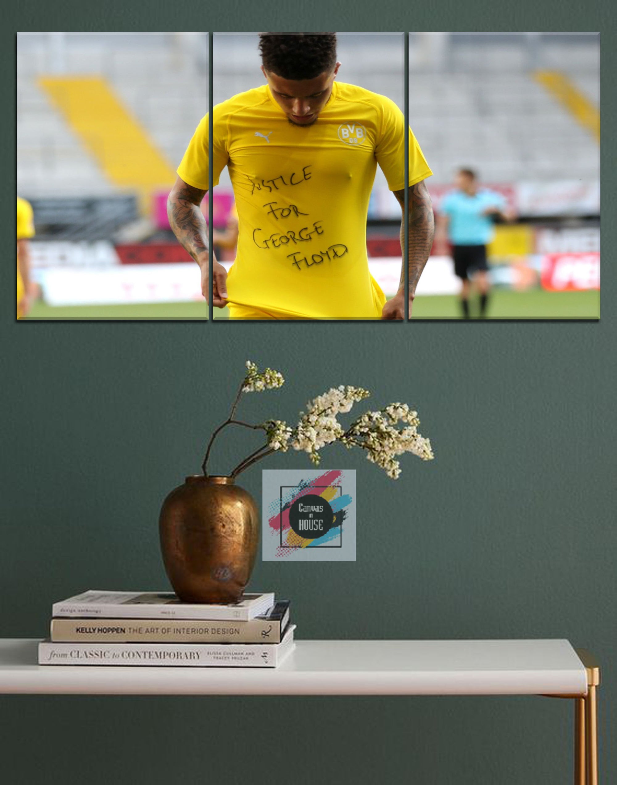 Favre Sancho Stand Up For Non Racist World And Justice For George Floyd I Can't Breathe 2 3 Pieces Wall Art Canvas