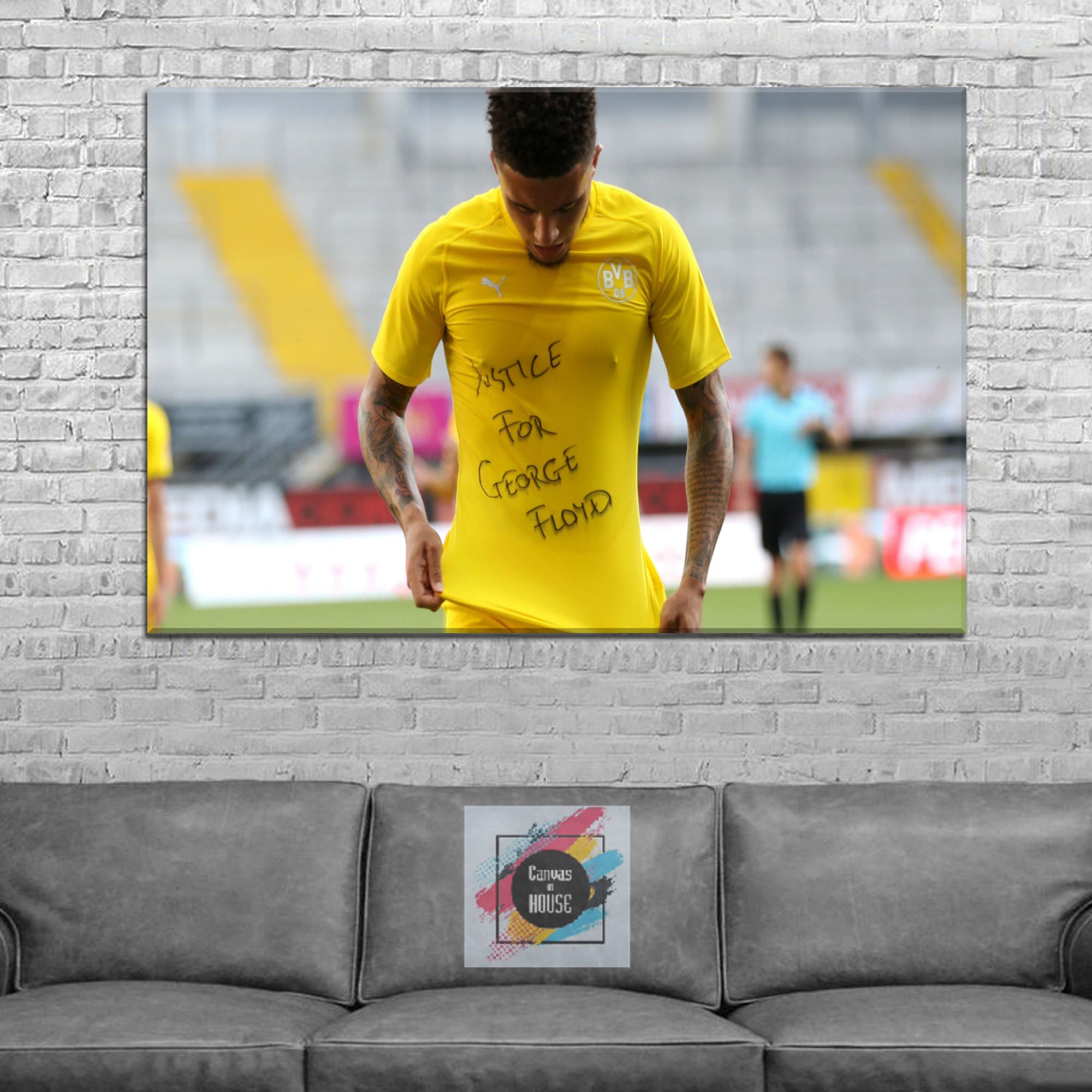 Favre Sancho Stand Up For Non Racist World And Justice For George Floyd I Can't Breathe 2 1 Pieces Wall Art Canvas