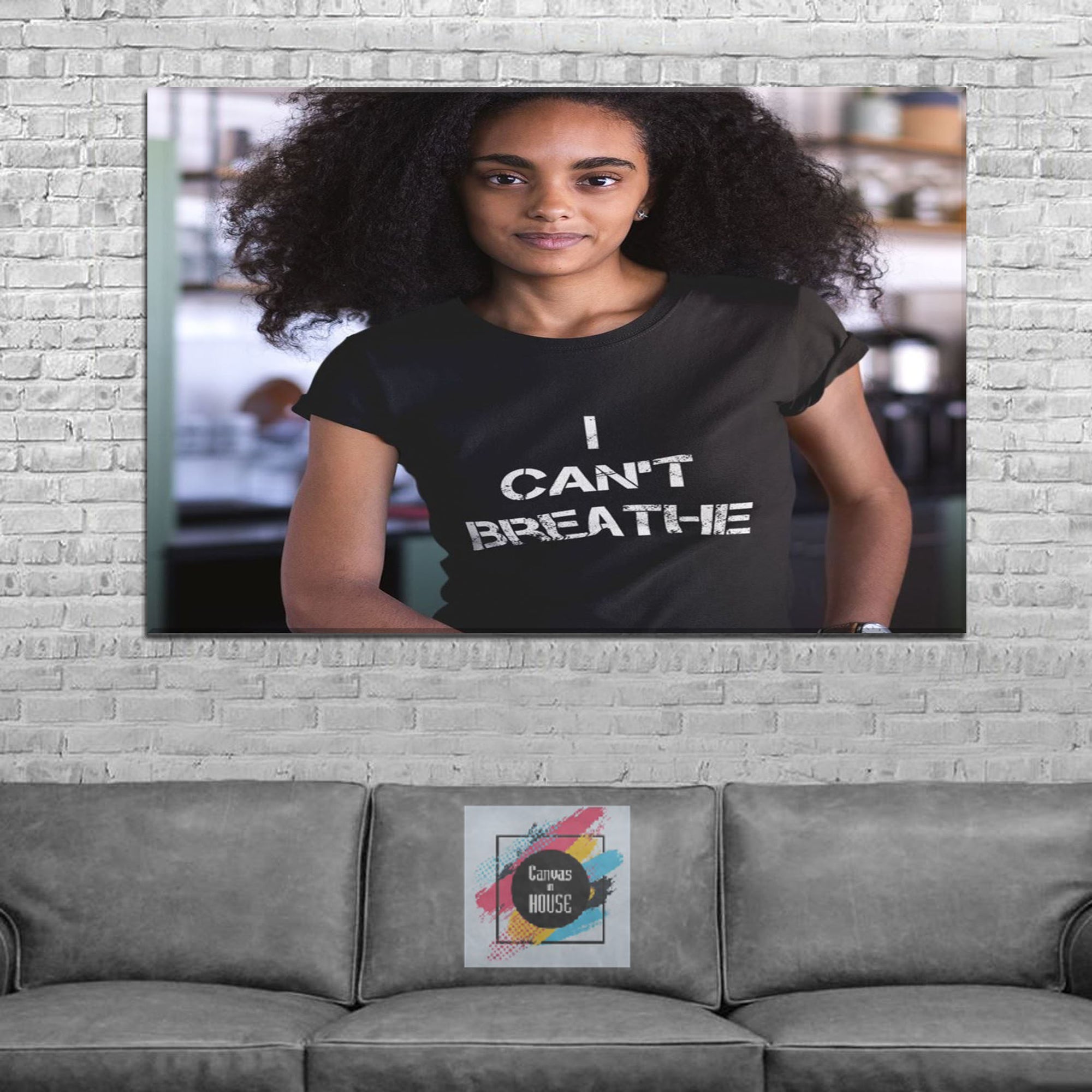 People Stand Up For Non Racist World And Justice For George Floyd I Can't Breathe 4 1 Pieces Wall Art Canvas