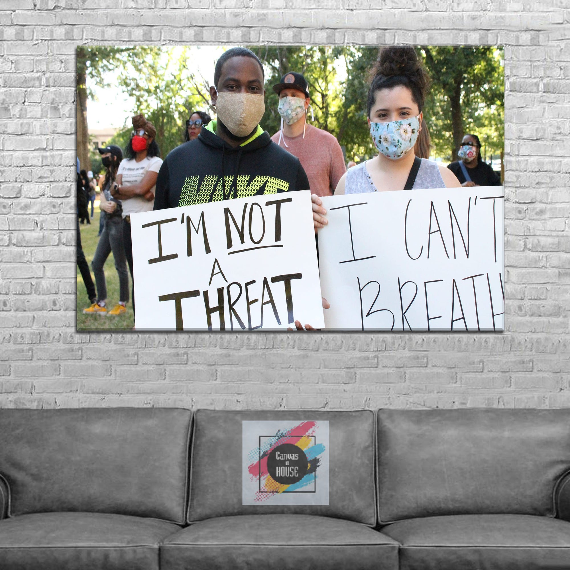 People Stand Up For Non Racist World And Justice For George Floyd  8 1 Pieces Wall Art Canvas