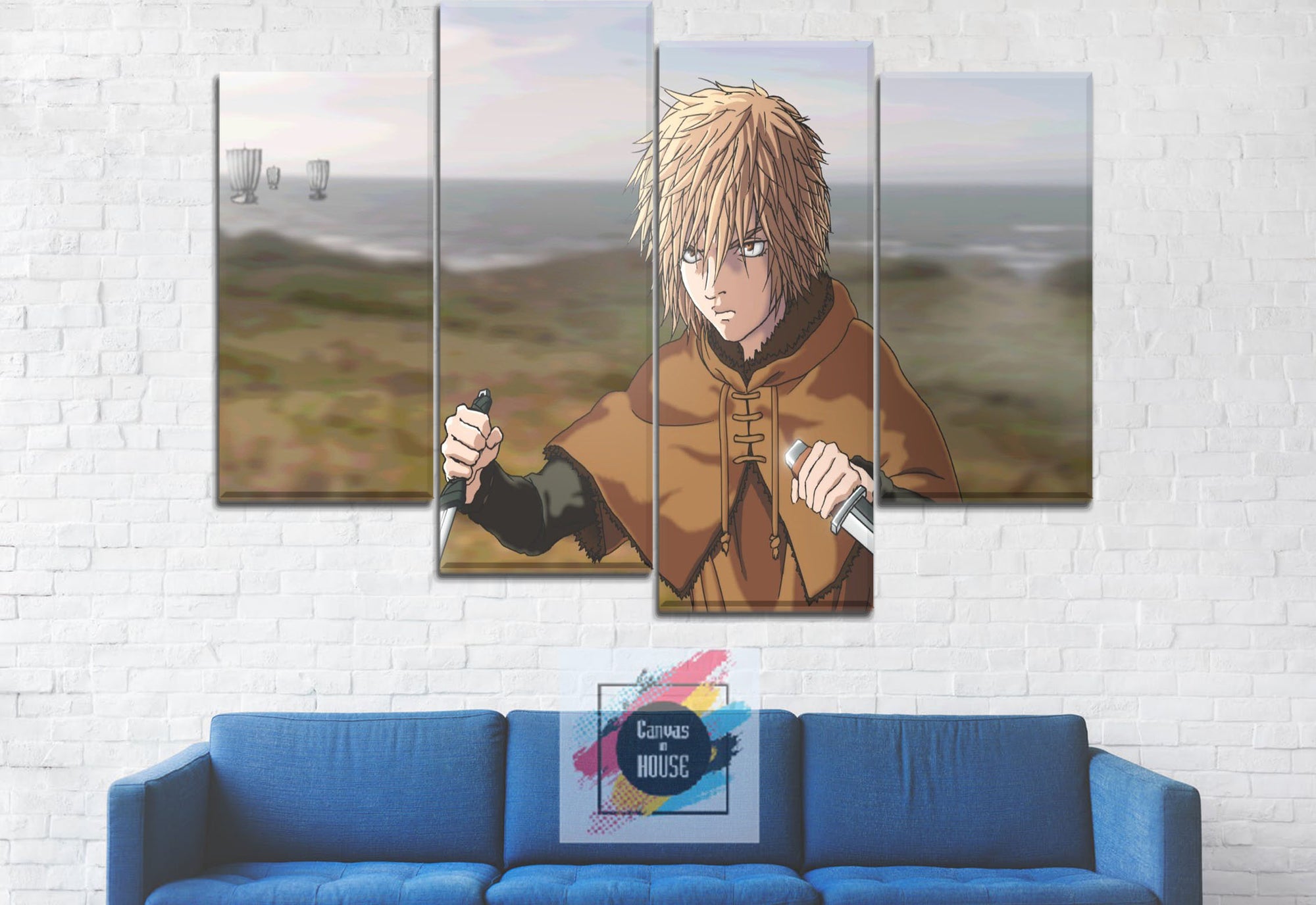 Thorfinn 1 Vinland Saga Anime 4 Pieces Wall Art Canvas