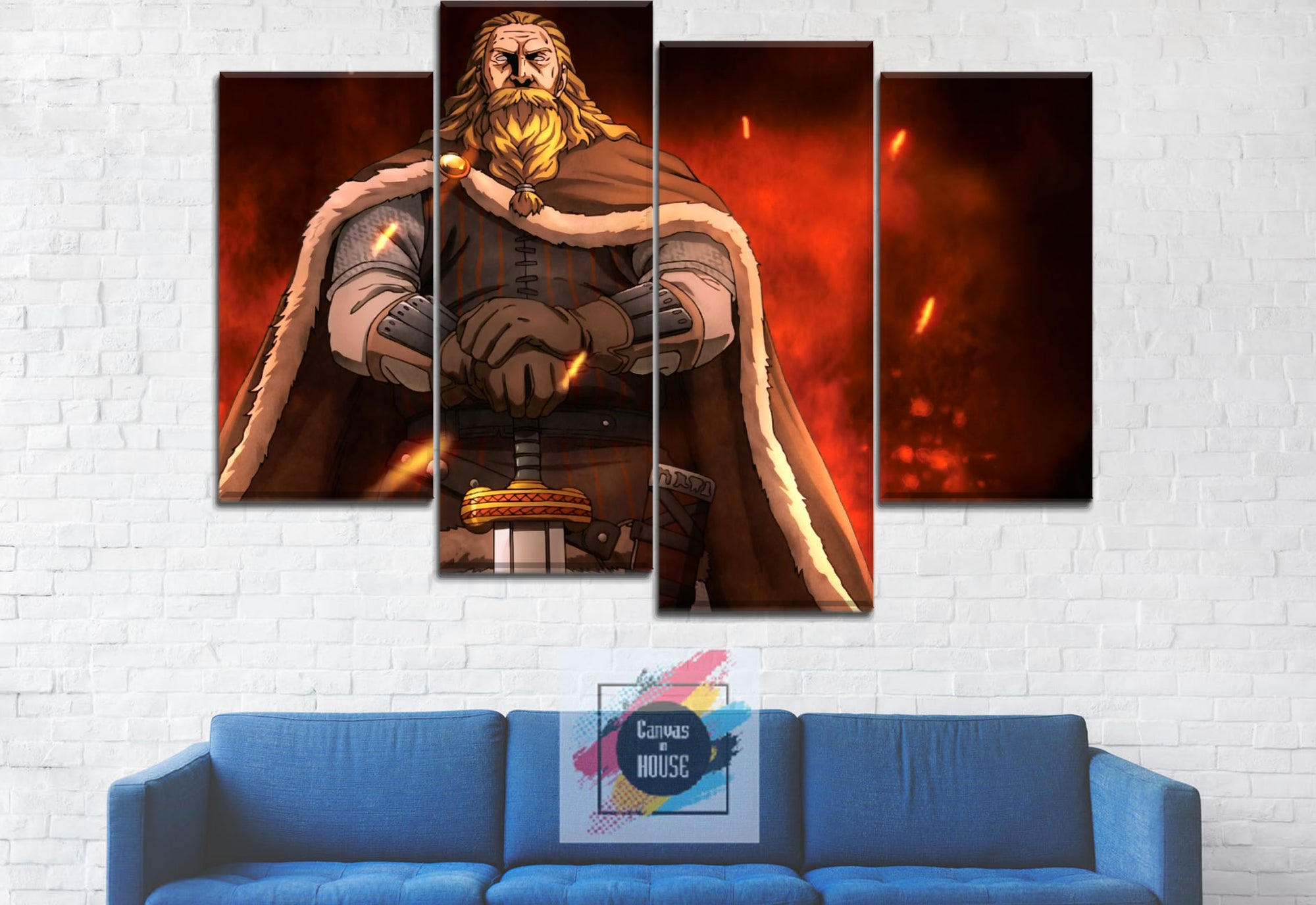 Harald Vinland Saga Anime 4 Pieces Wall Art Canvas