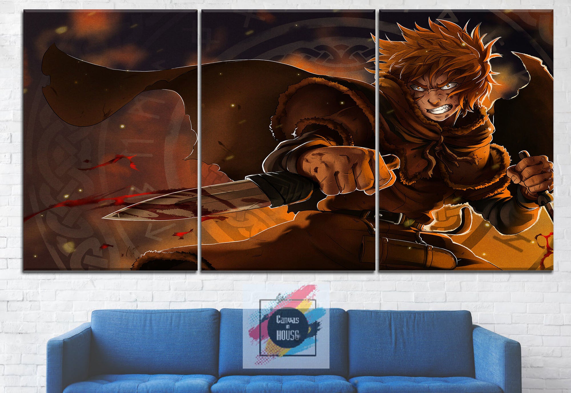 Thorfinn 4 Vinland Saga Anime 3 Pieces Wall Art Canvas