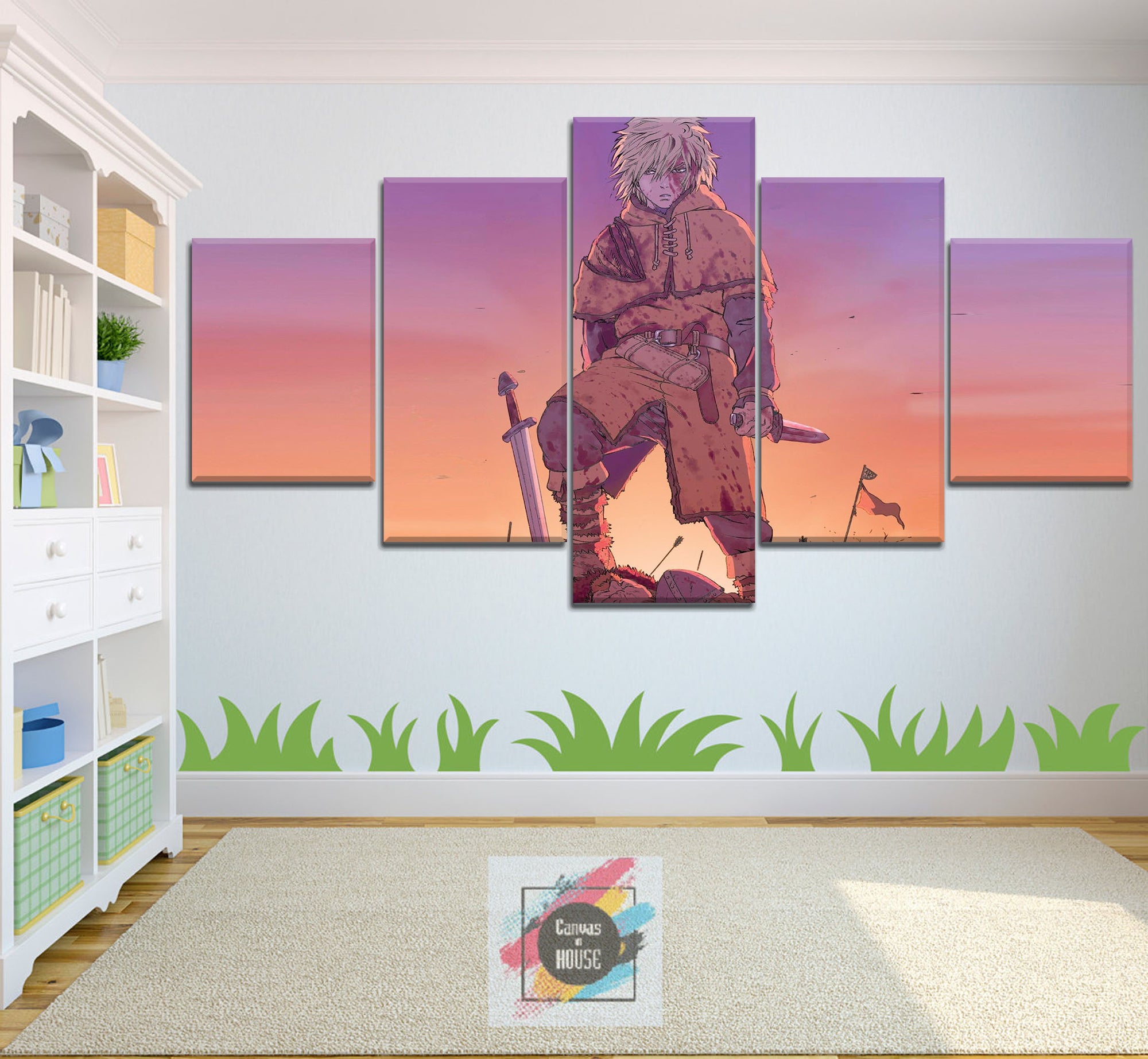 Thorfinn 2 Vinland Saga Anime 5 Pieces Wall Art Canvas