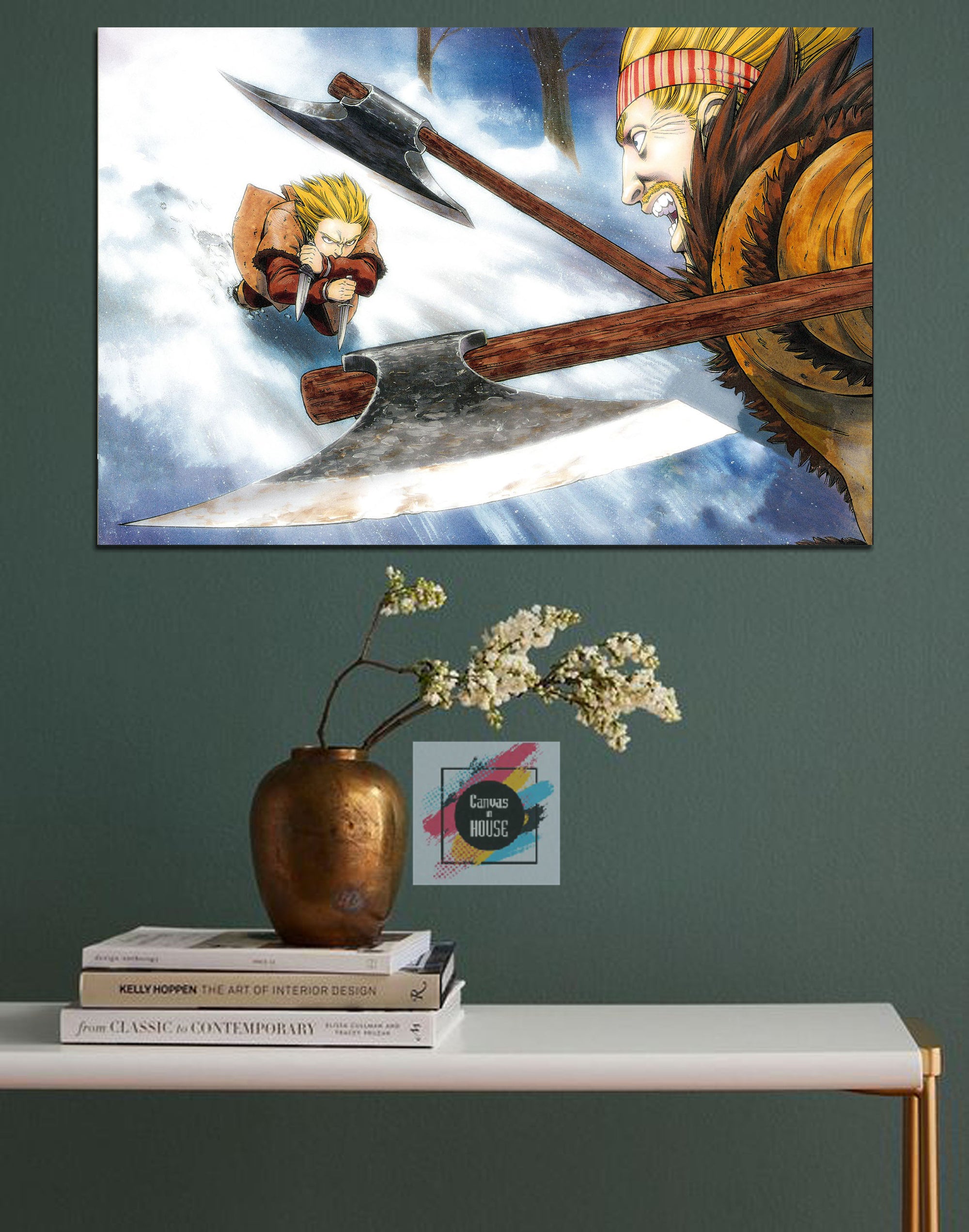 Thorfinn And Thorkell In A Fight Vinland Saga Anime 1 Pieces Wall Art Canvas