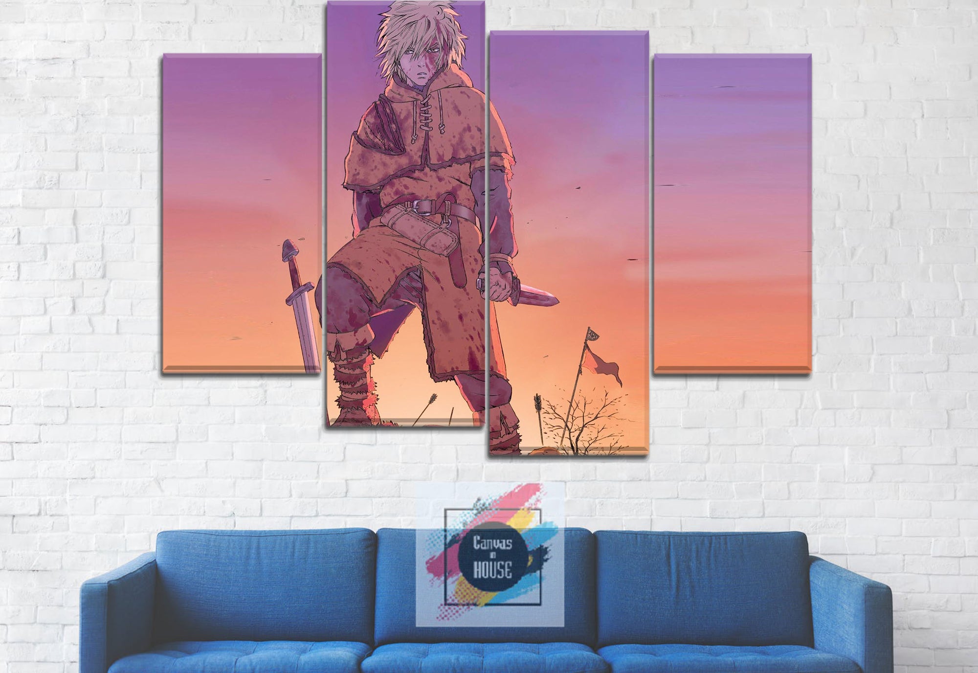 Thorfinn 2 Vinland Saga Anime 4 Pieces Wall Art Canvas