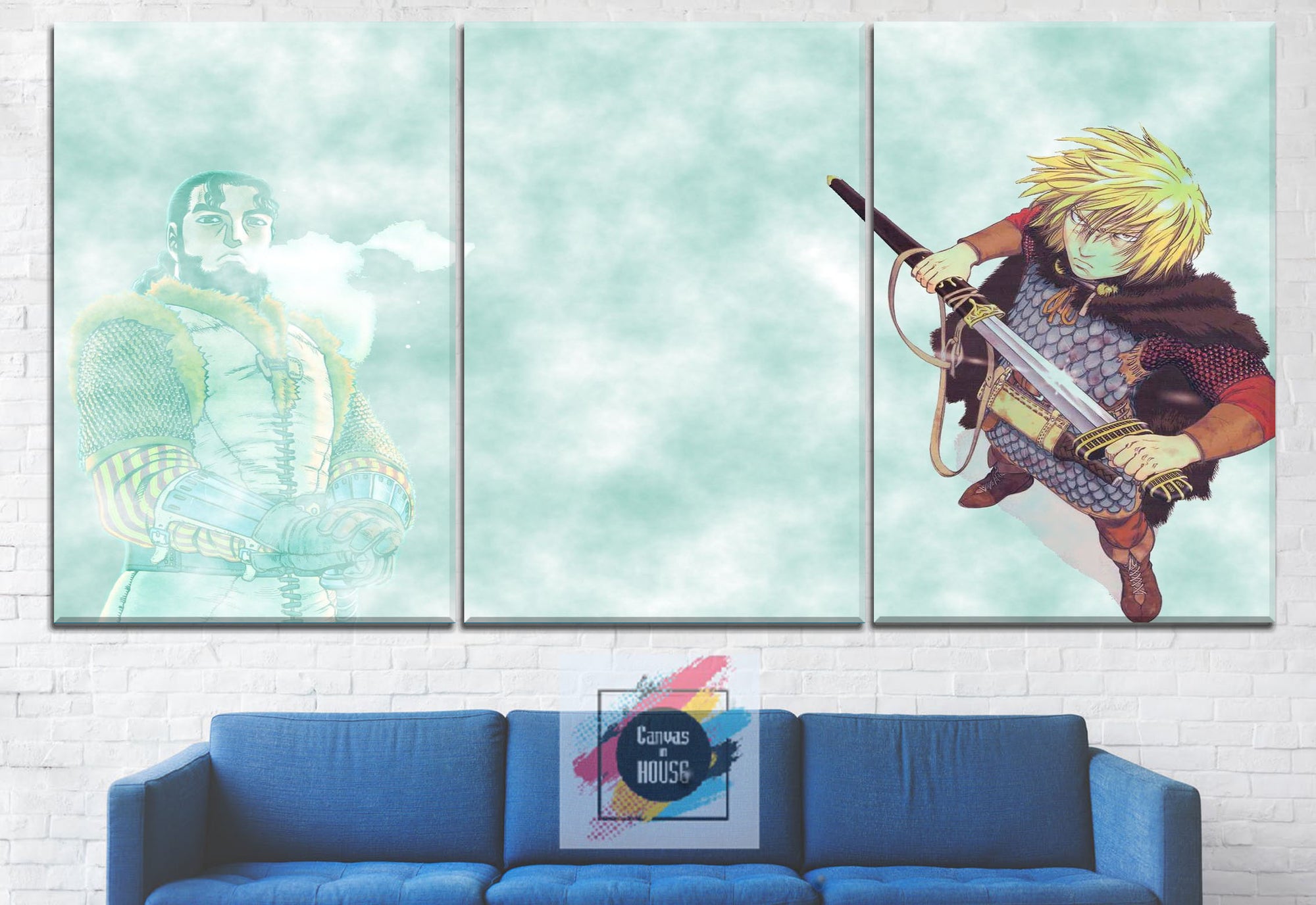 Thorfinn And His Dad Thors Vinland Saga Anime 3 Pieces Wall Art Canvas