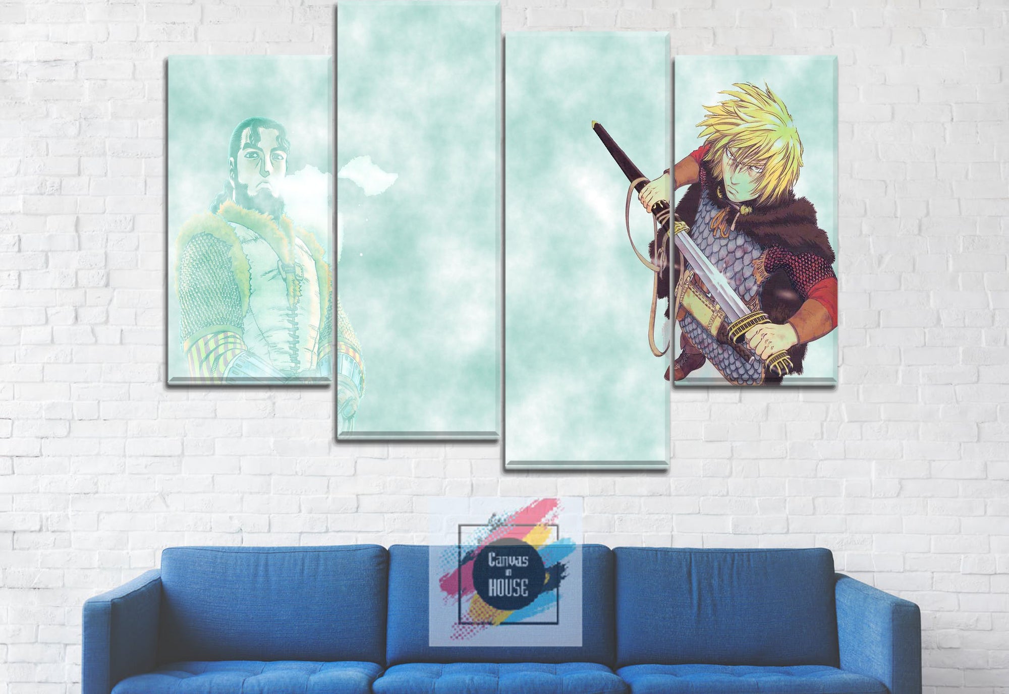 Thorfinn And His Dad Thors Vinland Saga Anime 4 Pieces Wall Art Canvas