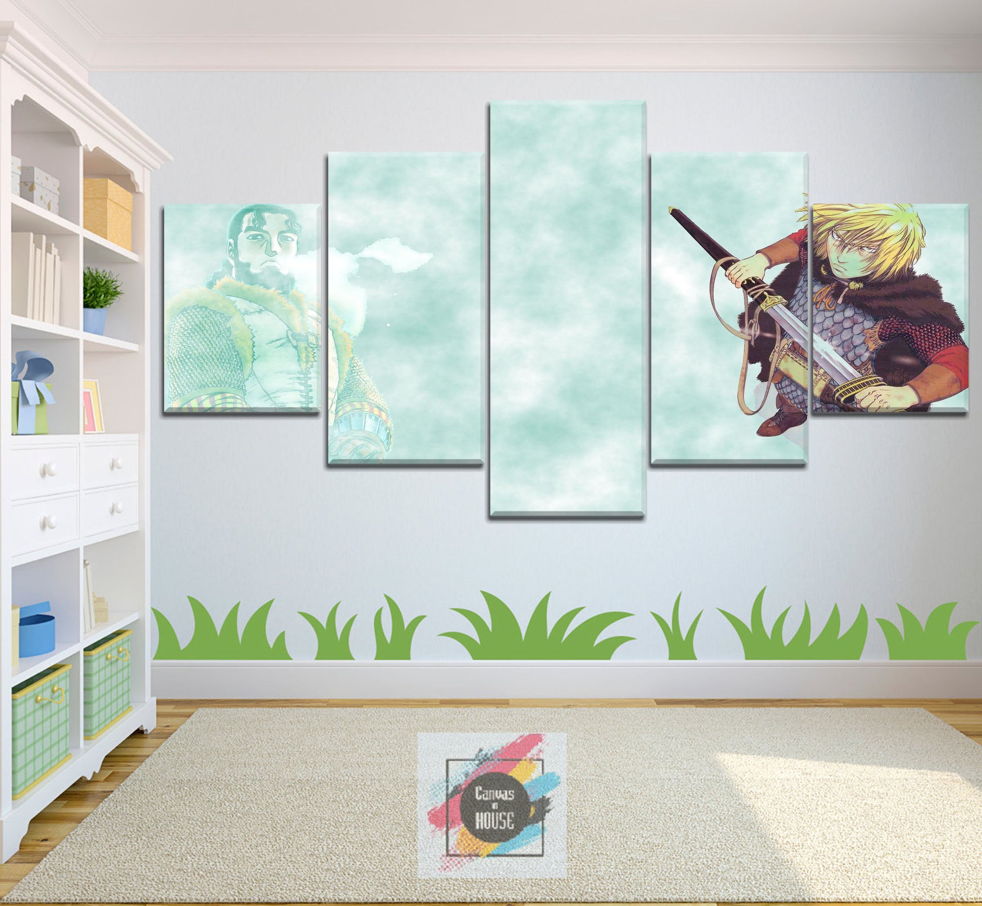 Thorfinn And His Dad Thors Vinland Saga Anime 5 Pieces Wall Art Canvas