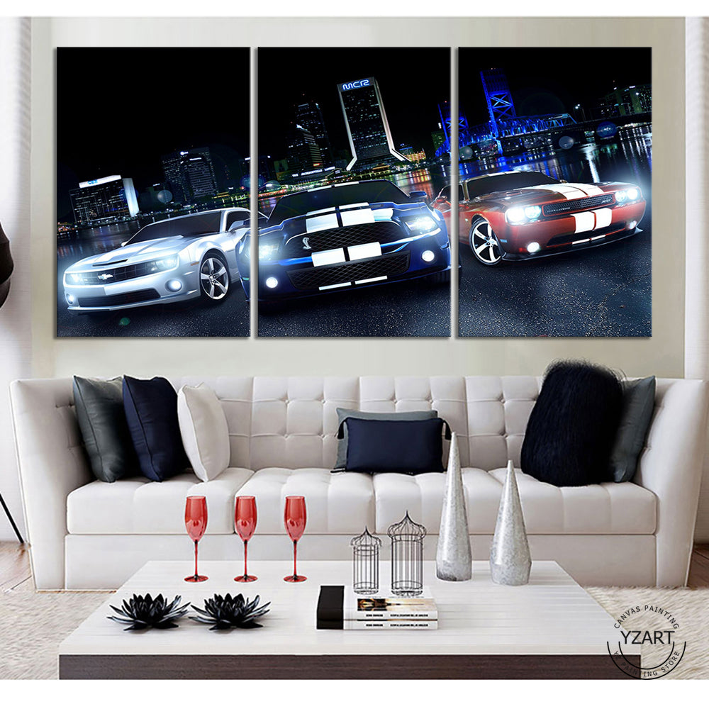 Sports Car 3 Pieces Canvas Wall Art
