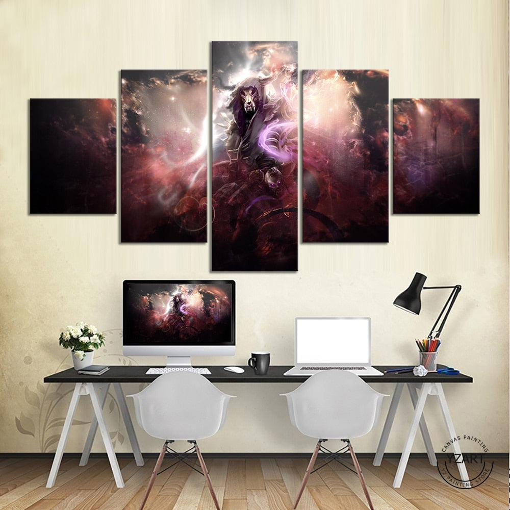 Doom FPS Shooting Game Poster 5 Pieces Canvas Wall Art