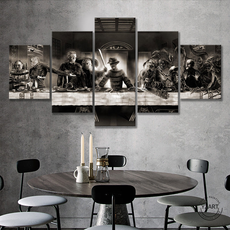 Black and White A Nightmare on Elm Street 5 Pieces Canvas Wall Art