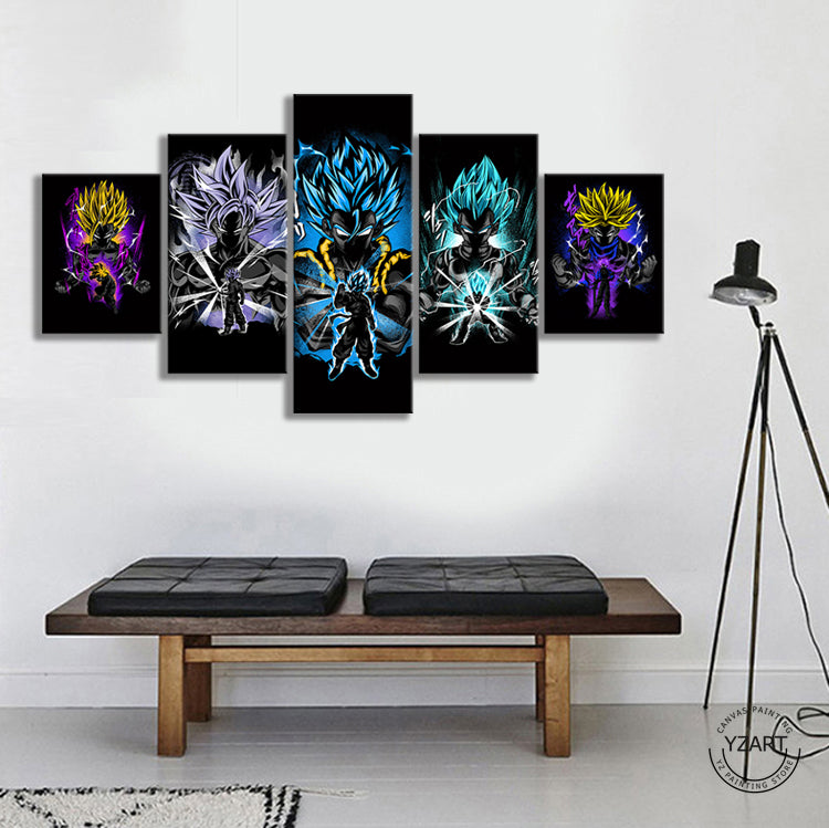 Dragon Ball Super Animation Characters  5 Pieces Canvas Wall Art