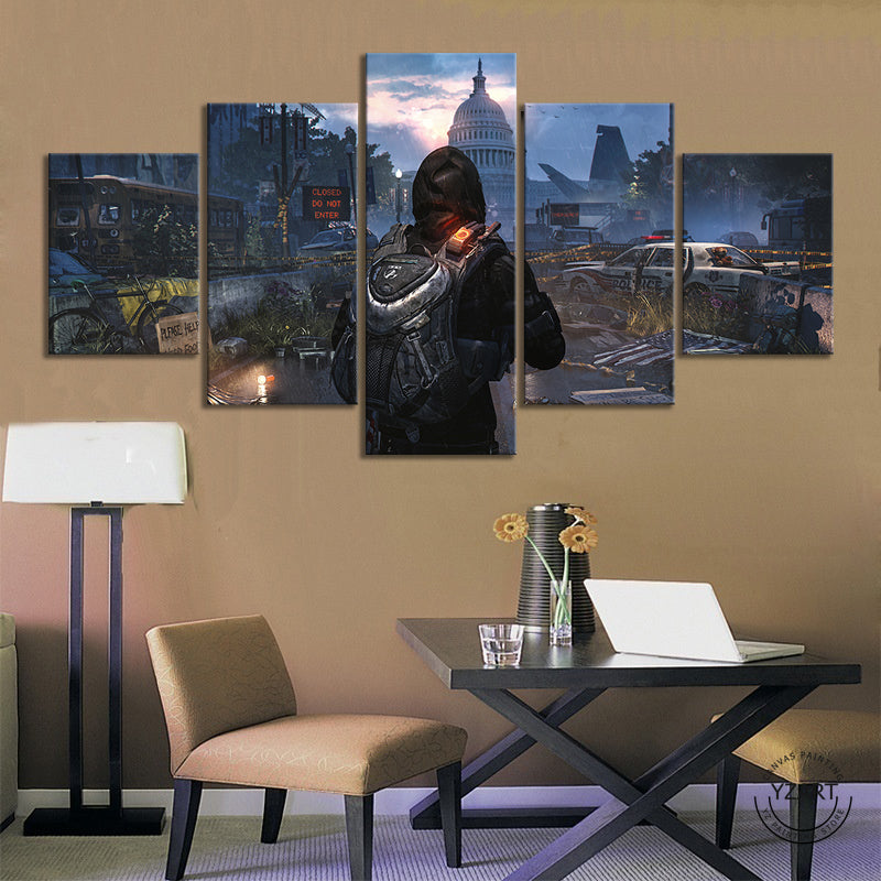 Tom Clancys The Divison Video Game 5 Pieces Canvas Wall Art