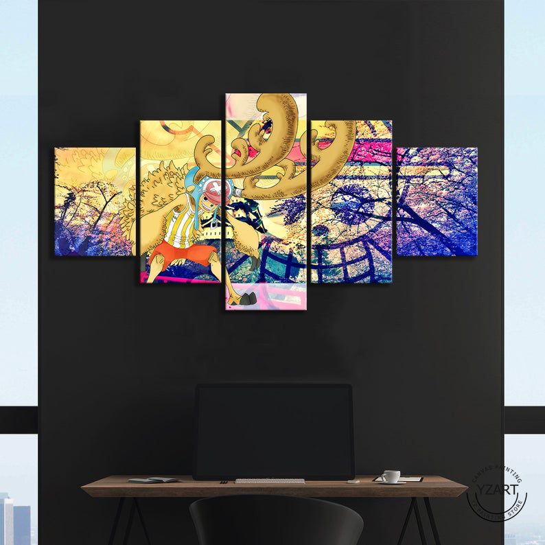 Tony Tony Chopper One Piece Anime 5 Pieces Canvas Wall Art