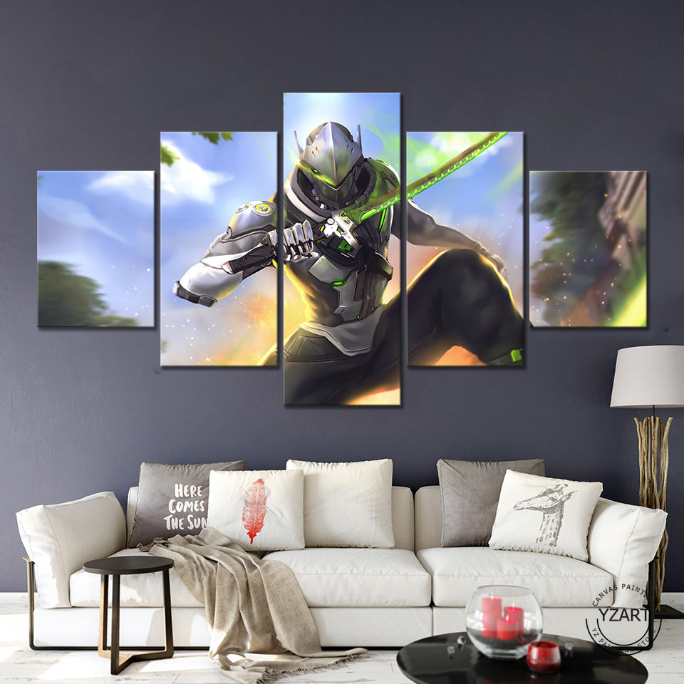 Genji Katana Overwatch 5 Pieces Canvas Wall Art