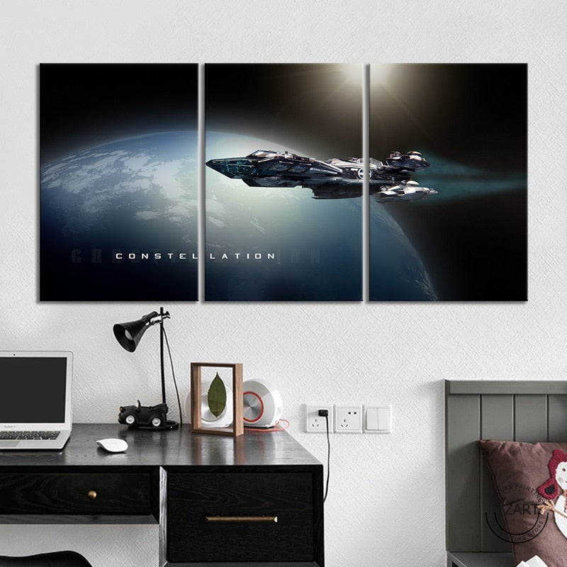 Star Citizen Space Ship3 Pieces Canvas Wall Art