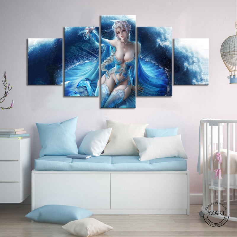 Queen Elsa Frozen II 5 Pieces Canvas Wall Art