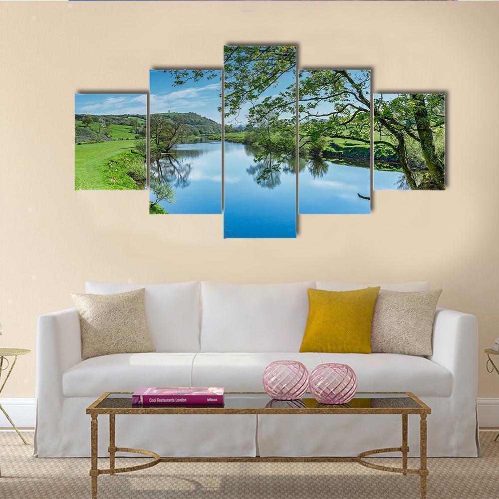 A Bend In The River Lune Near Lancaster Nature Canvas Wall Art