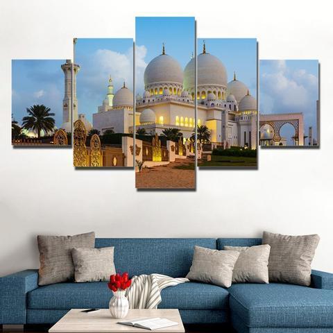 A Day At Mosque Building Canvas Wall Art