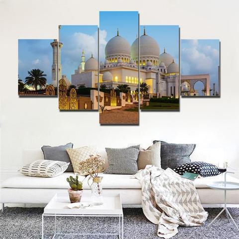 A Day At Mosque Building Canvas Wall Art
