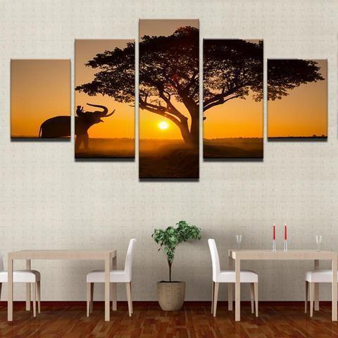 A Day With My Elephant Animal Canvas Wall Art