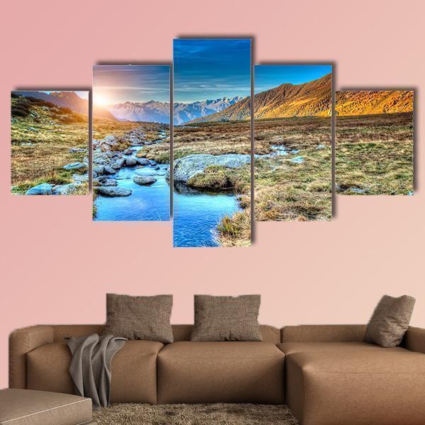 A Prairie Sunset In Mountain Nature Canvas Wall Art