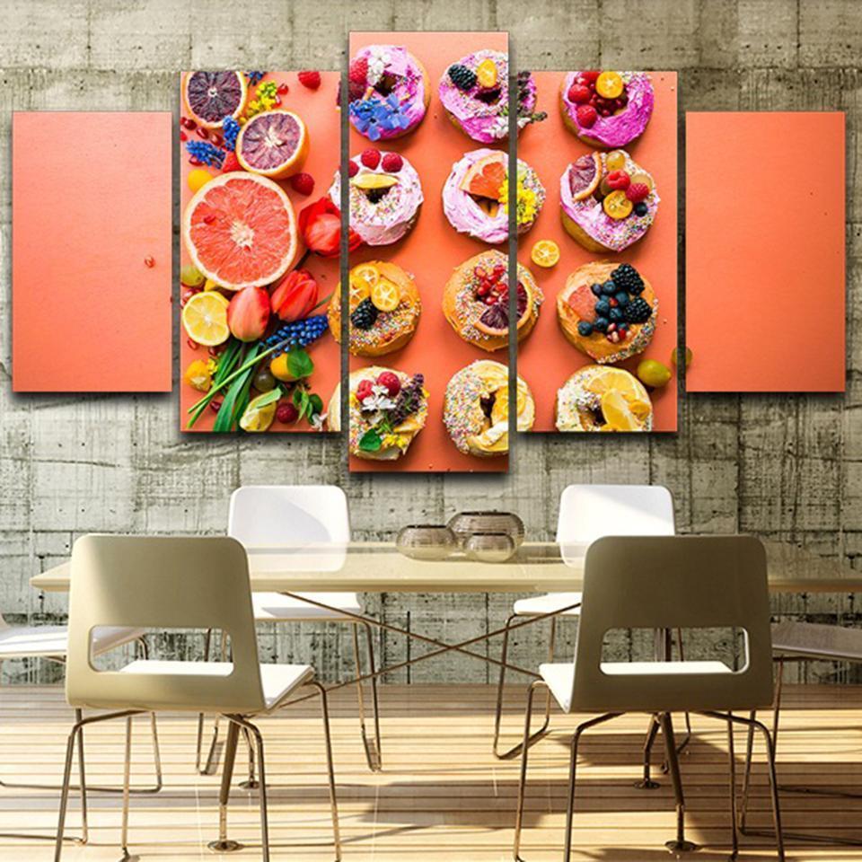 A Variety Of Fruits And Bread Kitchen Canvas Wall Art