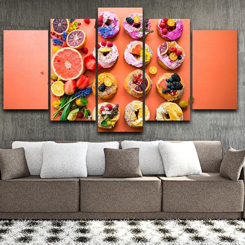 A Variety Of Fruits And Bread Kitchen Canvas Wall Art