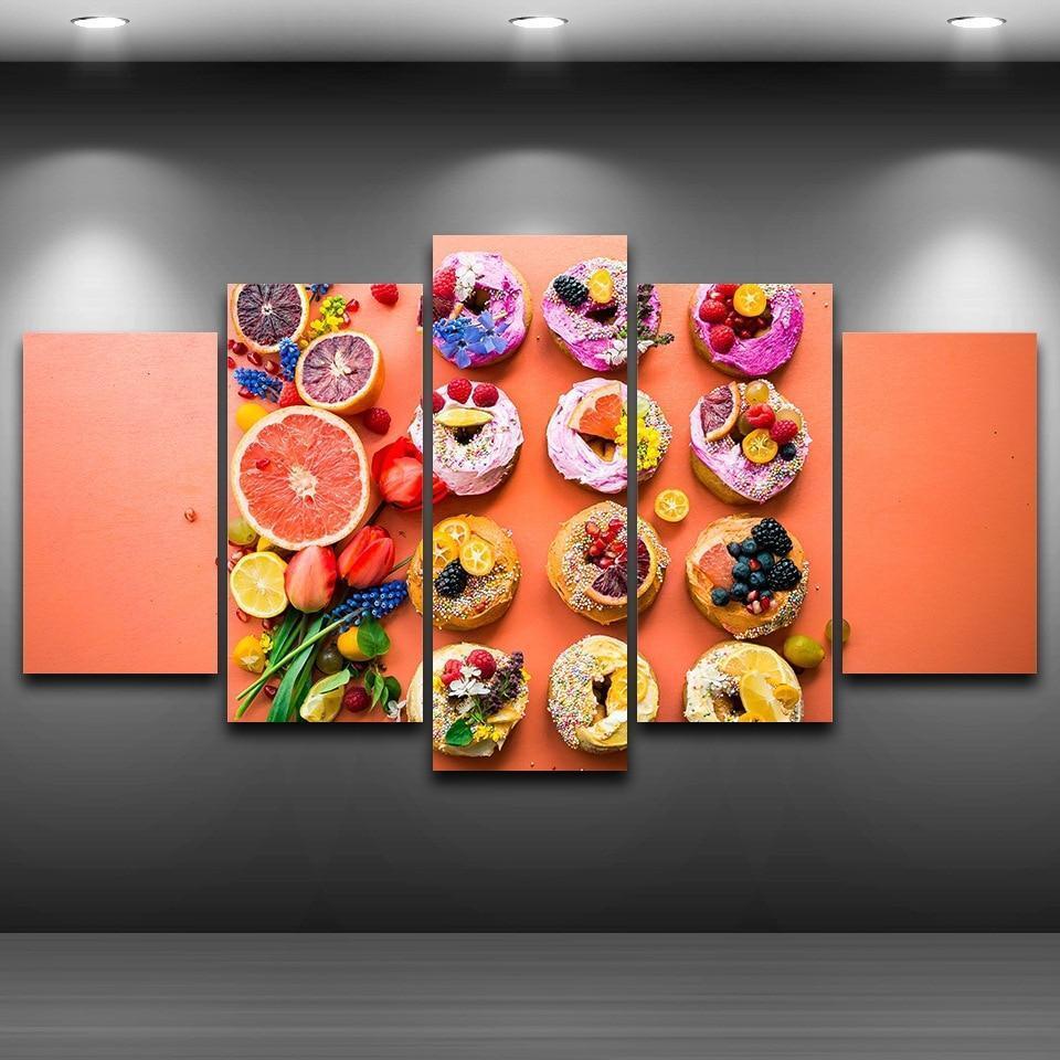 A Variety Of Fruits And Bread Kitchen Canvas Wall Art