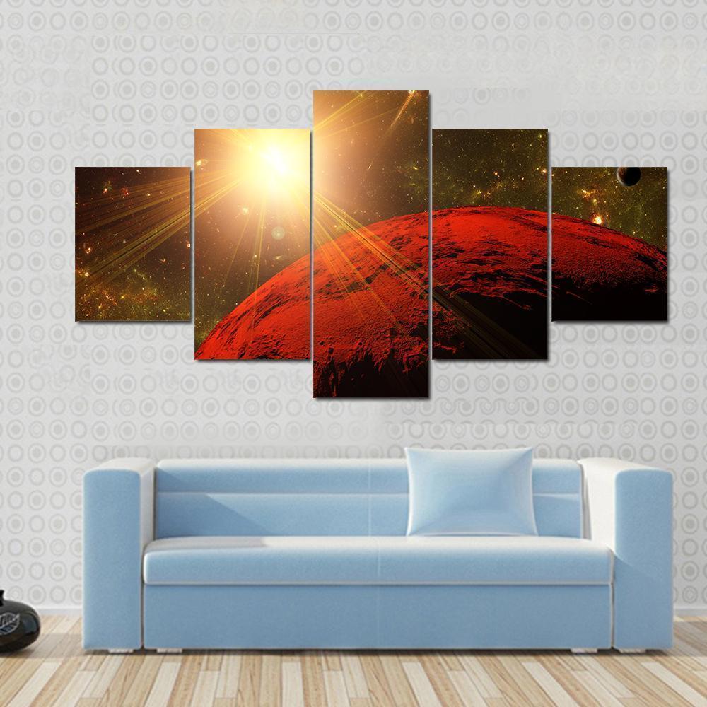 A View Of Planet, Moons And The Deep Space Canvas Wall Art