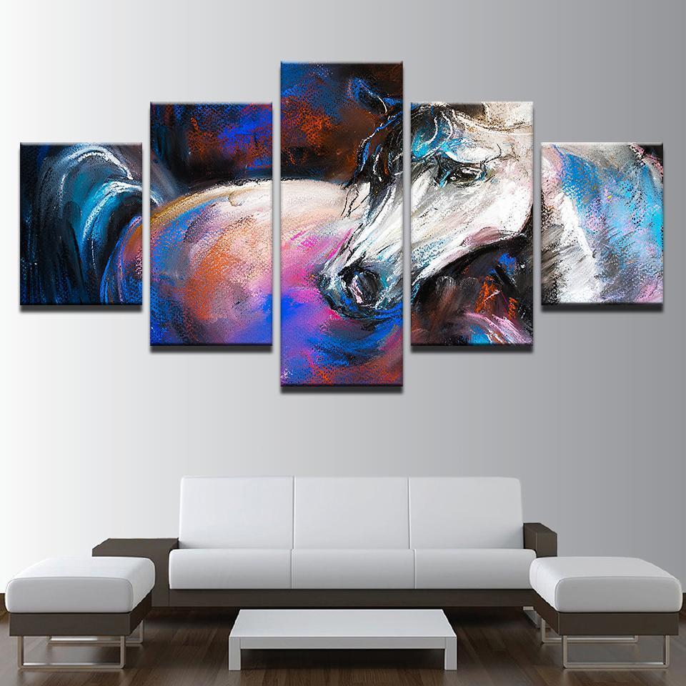 Abstract Animal White Horse Animal Canvas Wall Art