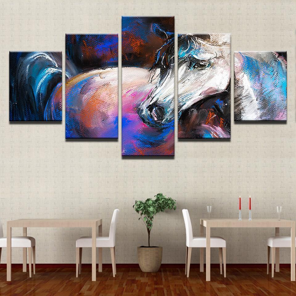 Abstract Animal White Horse Animal Canvas Wall Art