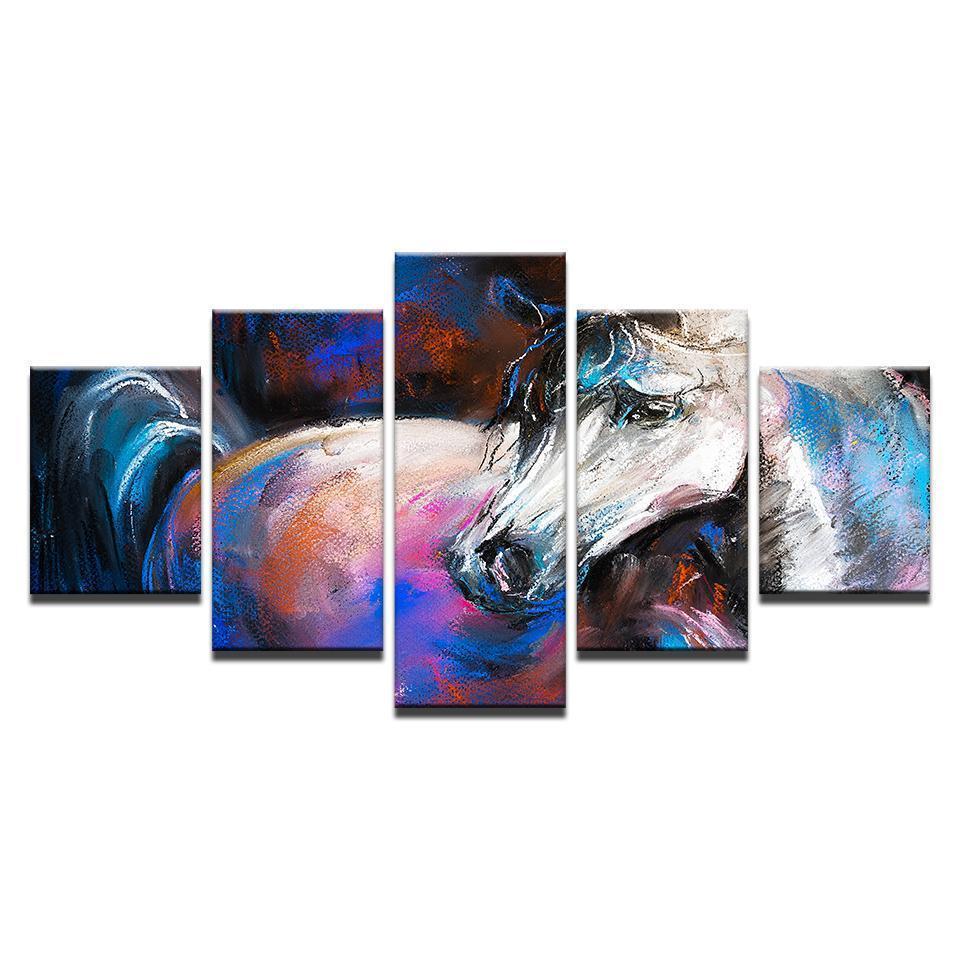 Abstract Animal White Horse Animal Canvas Wall Art