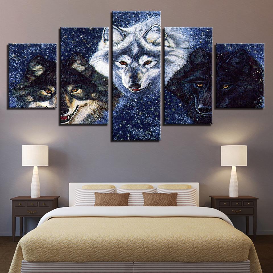 Abstract Animal Wolves For Abstract Animal Canvas Wall Art