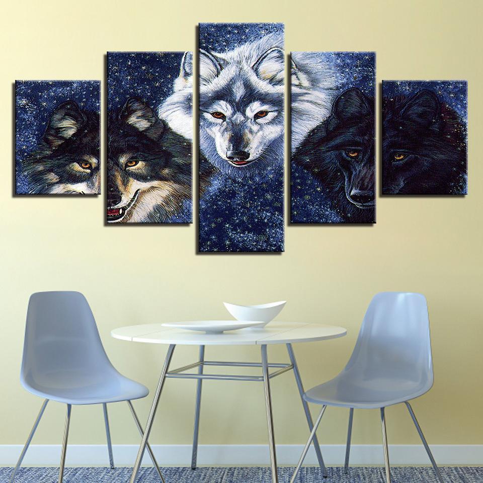 Abstract Animal Wolves For Abstract Animal Canvas Wall Art
