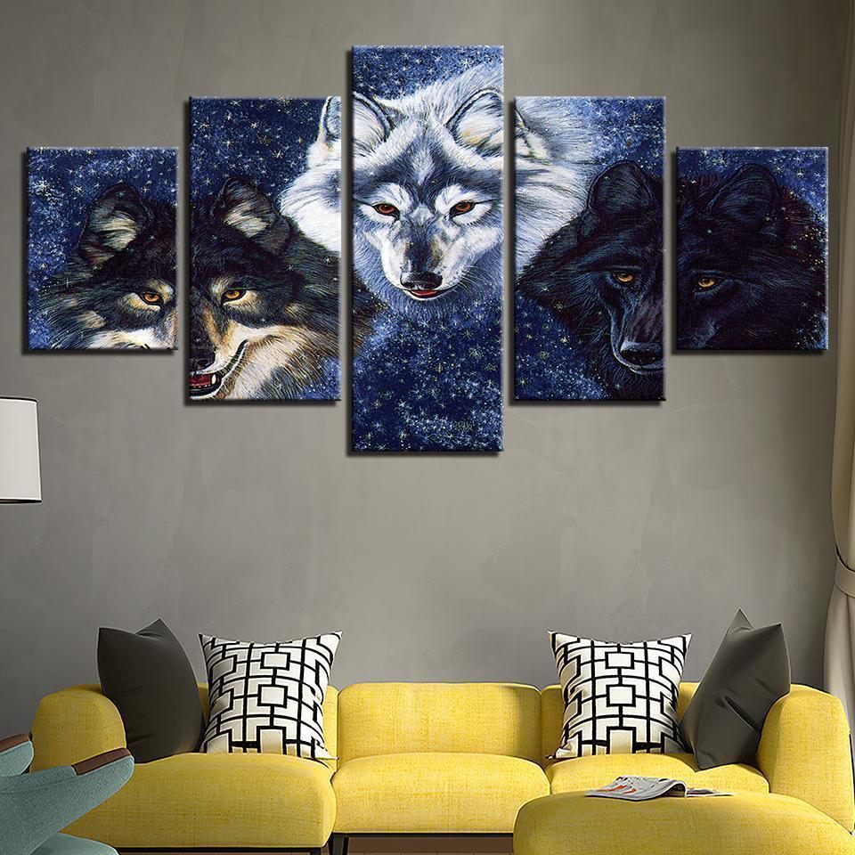 Abstract Animal Wolves For Abstract Animal Canvas Wall Art