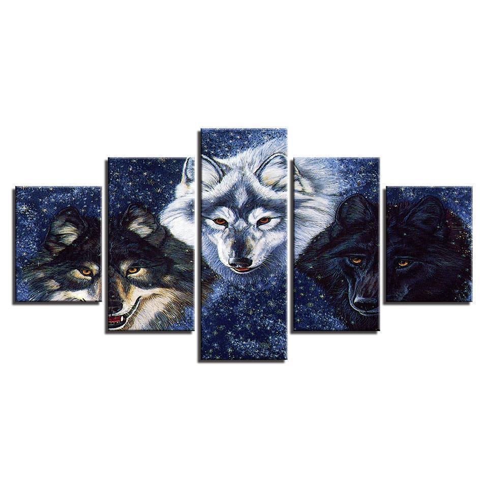 Abstract Animal Wolves For Abstract Animal Canvas Wall Art