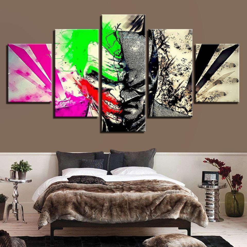 Abstract Color Batman VS Joker Movie Canvas Wall Art