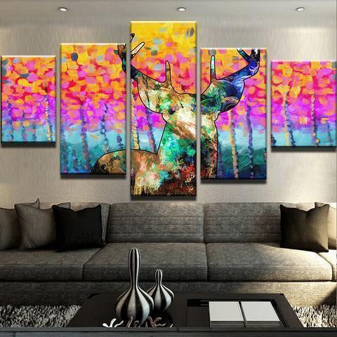 Abstract Deer Animal Canvas Wall Art