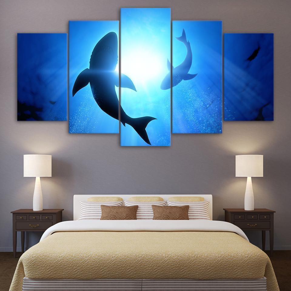 Abstract Shark Animal Canvas Wall Art
