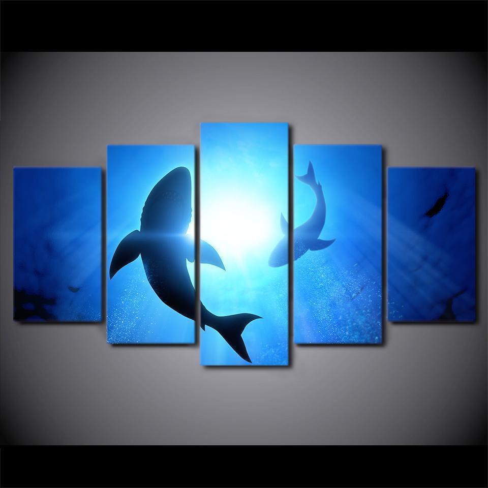 Abstract Shark Animal Canvas Wall Art