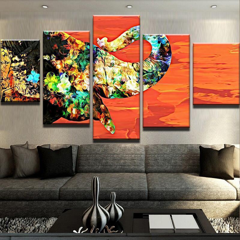 Abtract Elephant Animal Canvas Wall Art