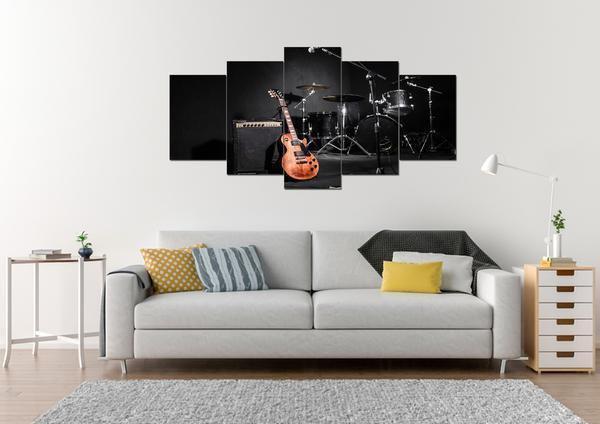Acoustic Guitar with Drums Music Canvas Wall Art