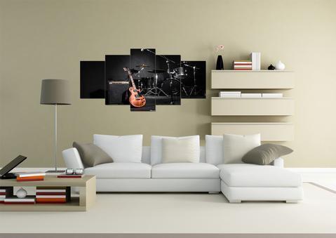 Acoustic Guitar with Drums Music Canvas Wall Art