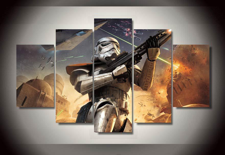 Action Stormtrooper Star Wars Movie Canvas Wall Art