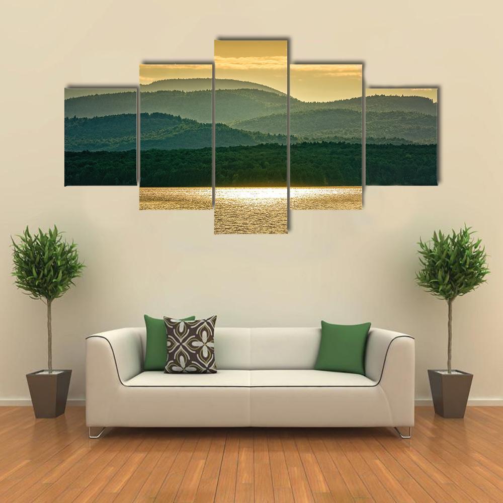 Adirondacks Mountains From Lake Champlain Nature Canvas Wall Art