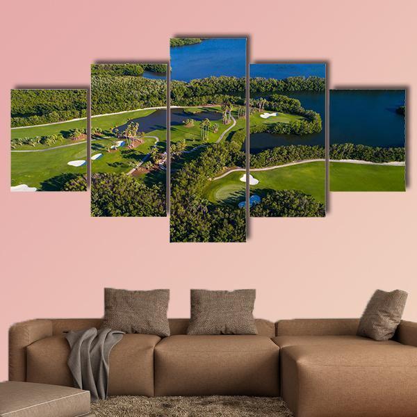Aerial Golf Course Landscape Nature Canvas Wall Art